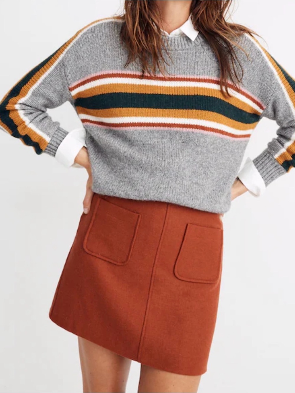 Madewell NWOT Museum Patch-Pocket Mini Skirt in Faded Rust, Size 8